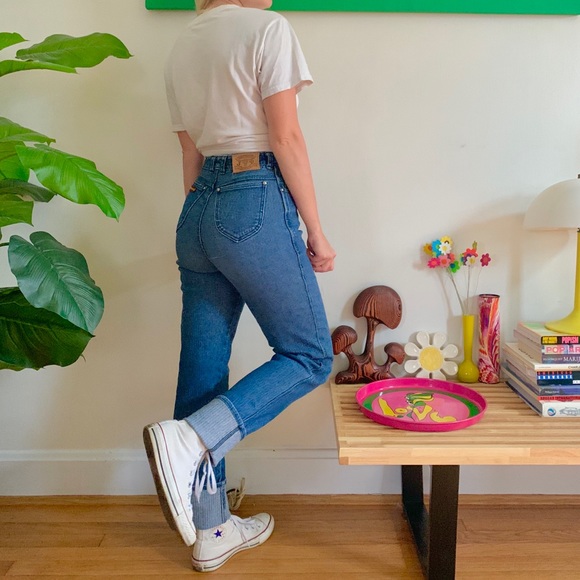 Vintage 80s pinstripe stretchy skinny jeans XS - Picture 2 of 7